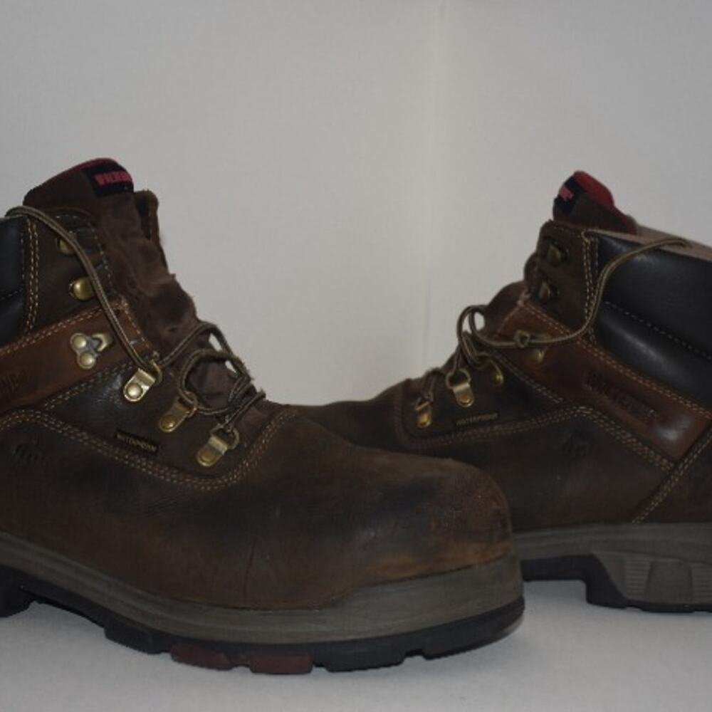 Wolverine Steel Toe Work Boots — Size 12 — Rugged Brown Leather- Good Condition